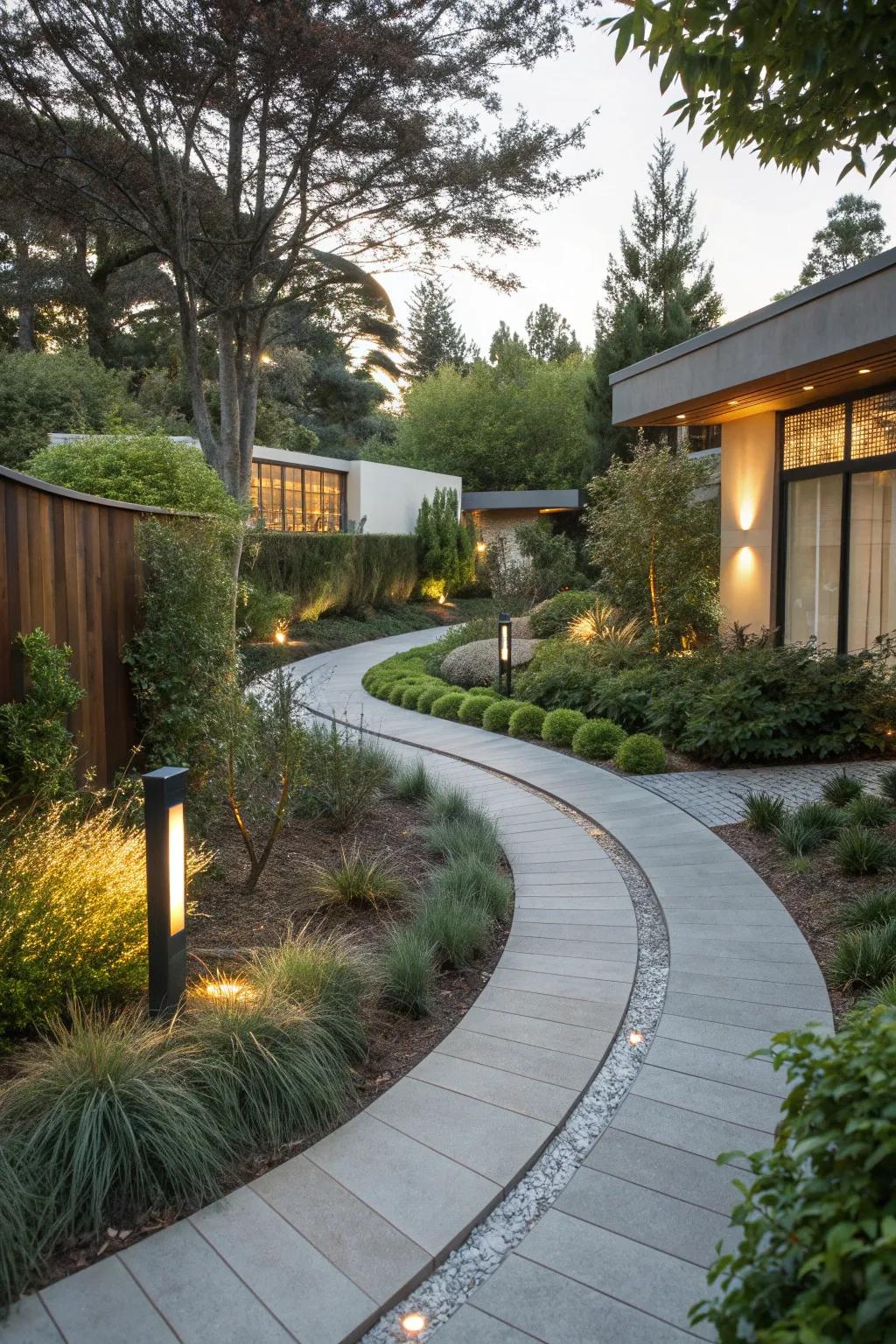 Sleek metal accents highlight a modern path.