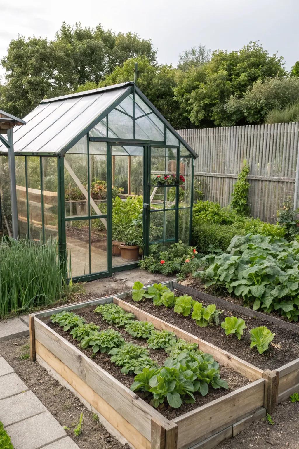 A mini greenhouse extends the growing season in style.