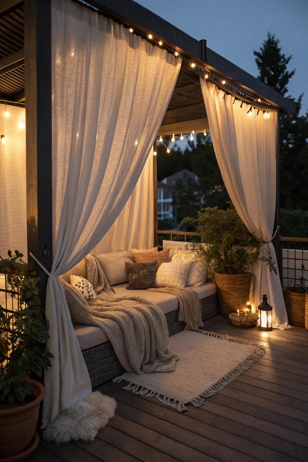 Create depth with layered curtains.