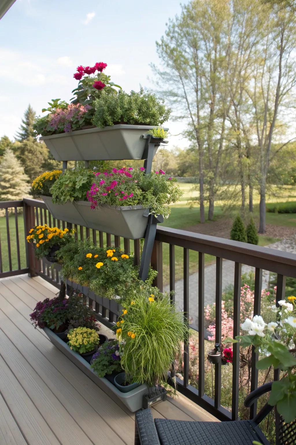 Tiered planter systems use vertical space creatively