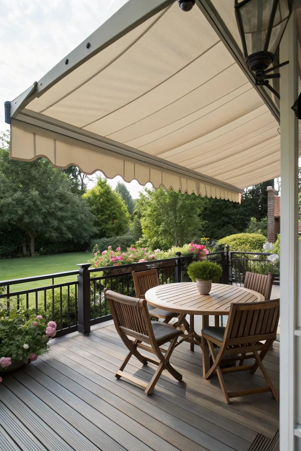 Awnings are a practical solution for adding shade to your deck.
