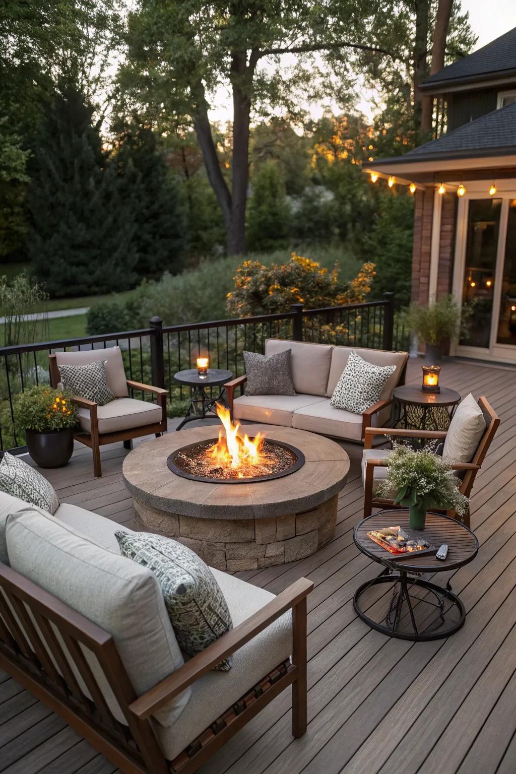 Gather around a warm fire pit with friends.