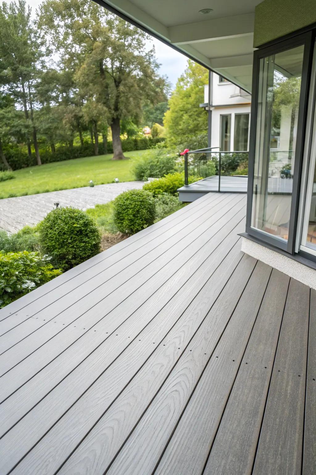 A sustainable deck crafted from composite materials, combining style with environmental responsibility.