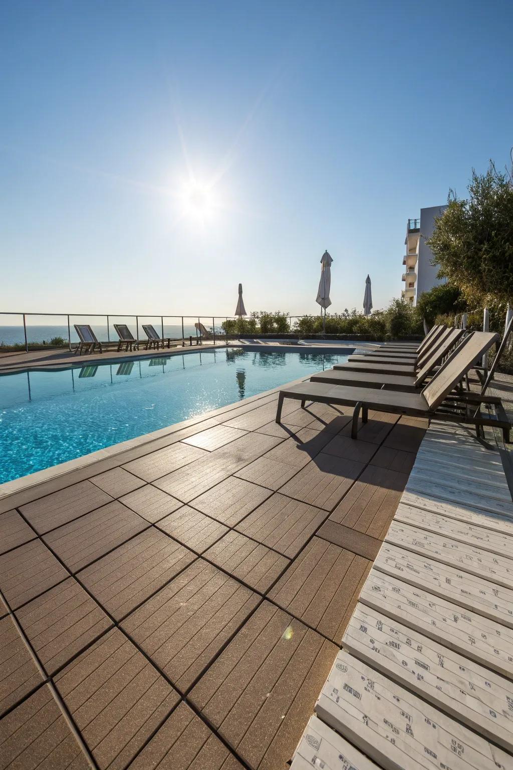 Non-slip tiles make poolside areas safe and stylish.