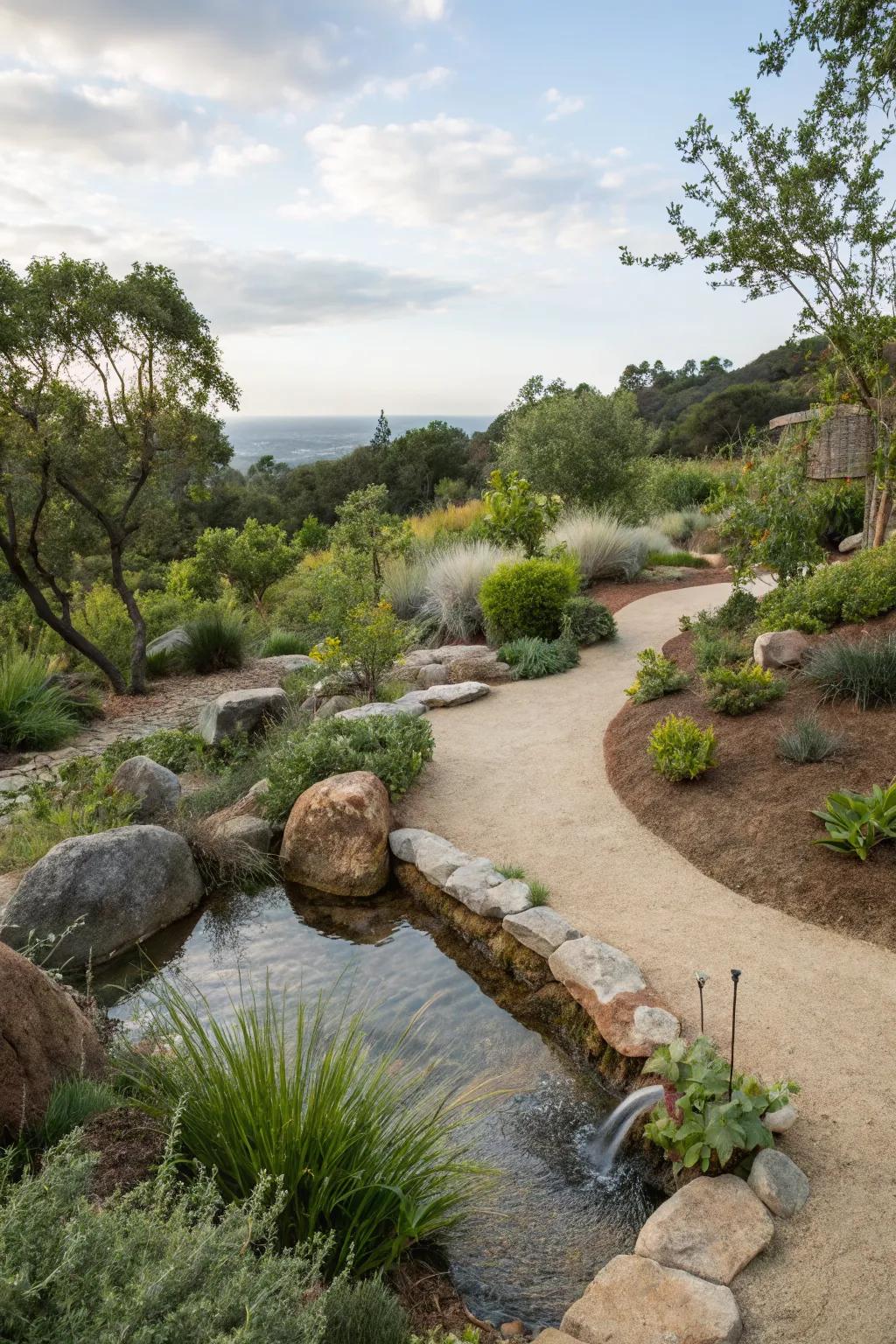 Eco-friendly landscaping meets style with decomposed granite.