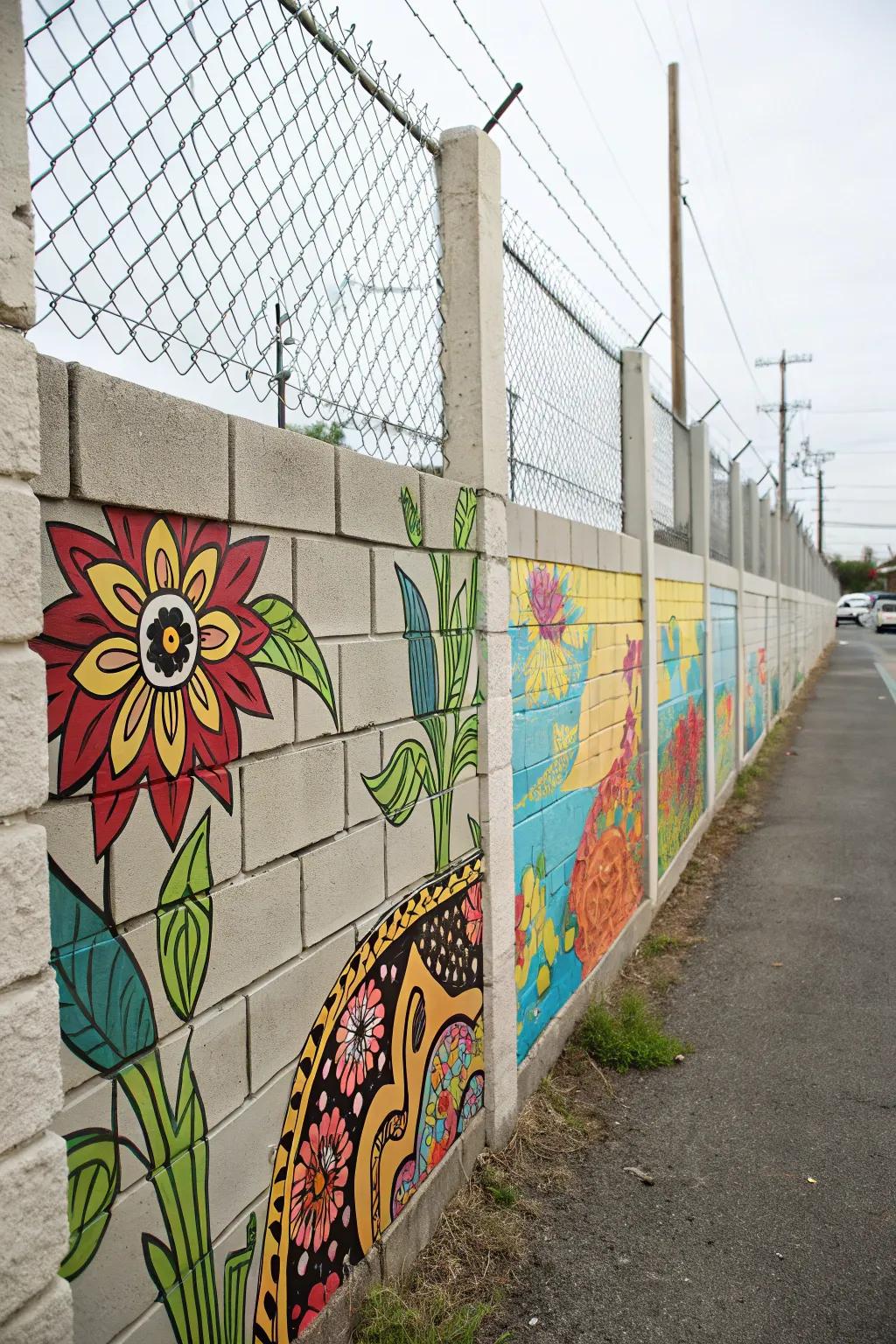 Add a splash of color with painted murals on your fence.