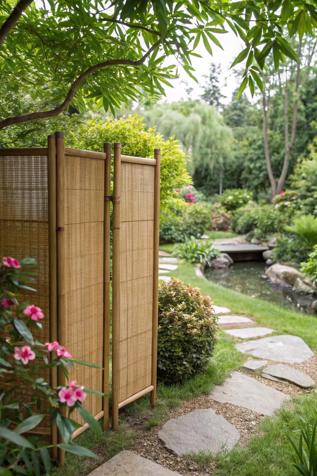 Bamboo screens bring a touch of zen to your outdoor sanctuary.
