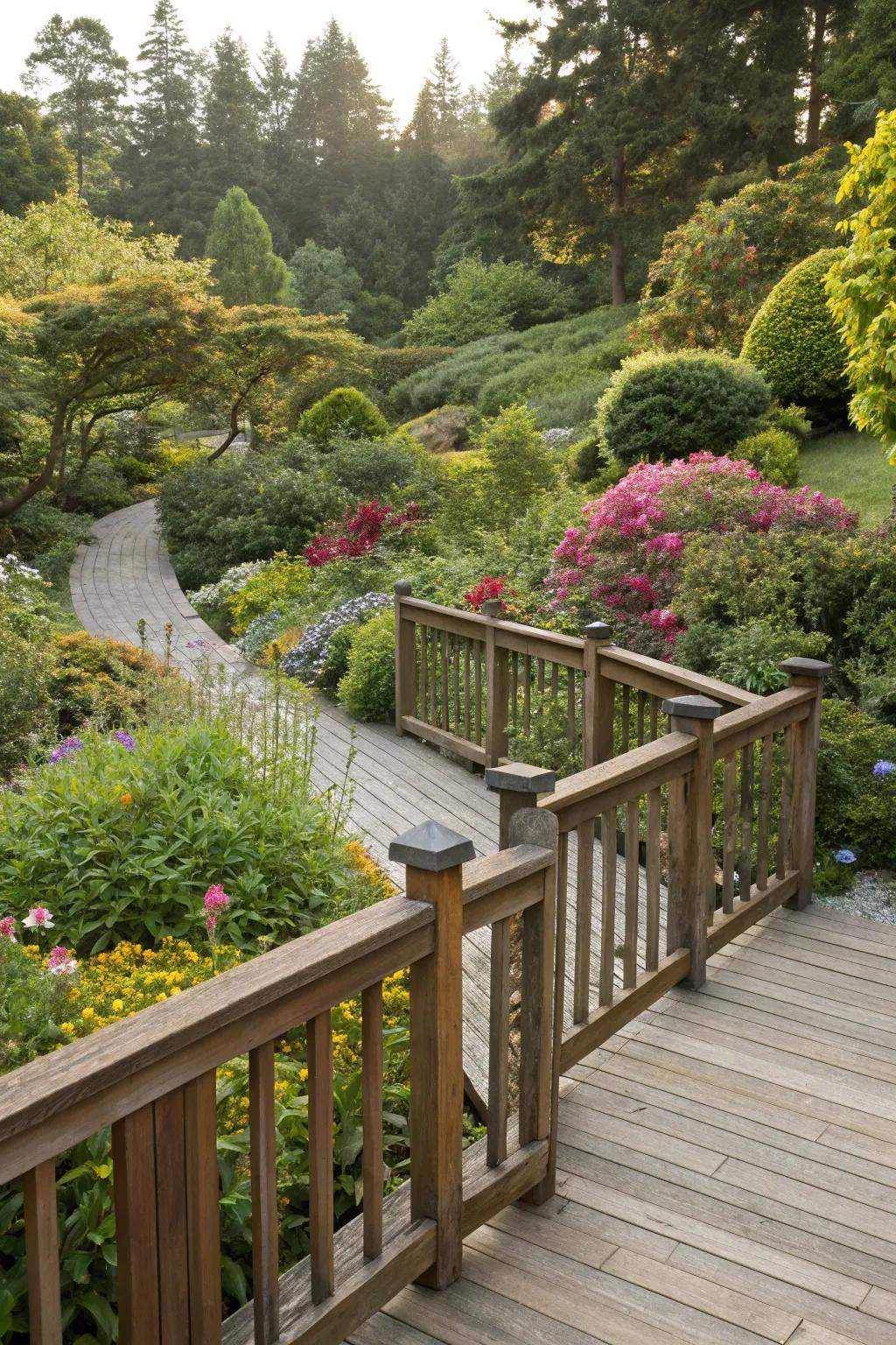 Integrate your railings with the landscape for a seamless look.