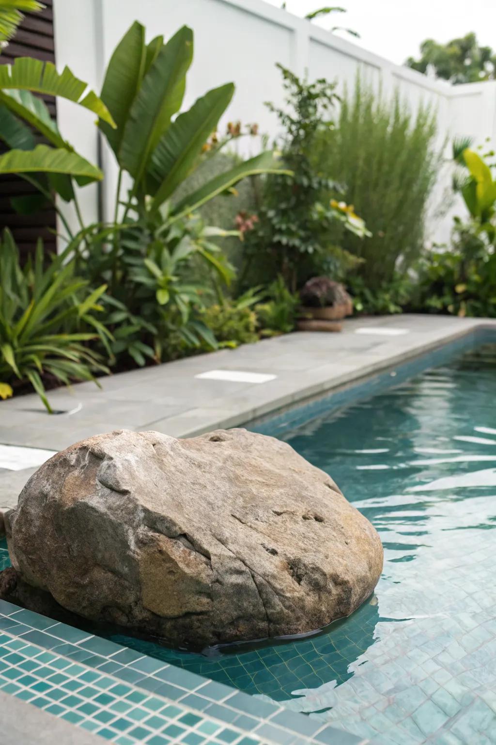 An eco-friendly diving rock that complements its natural surroundings.