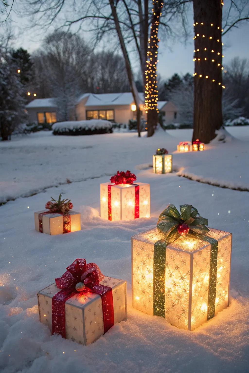 Glowing gifts add a playful touch to your holiday decor.