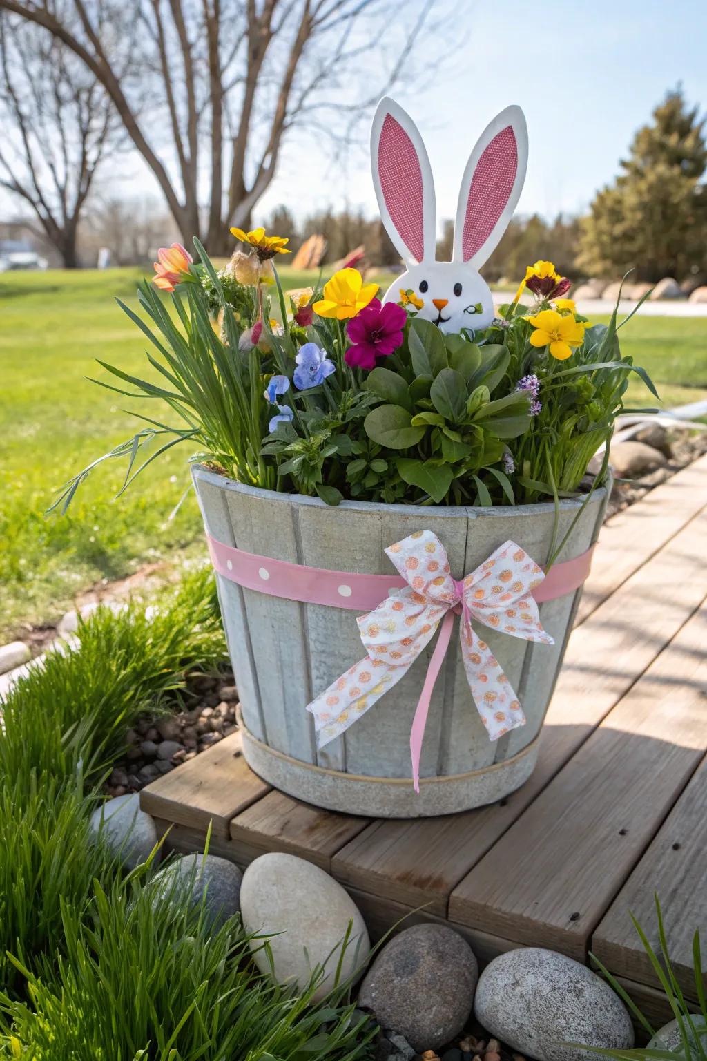 A bunny ear planter adds a quirky touch to your decor.