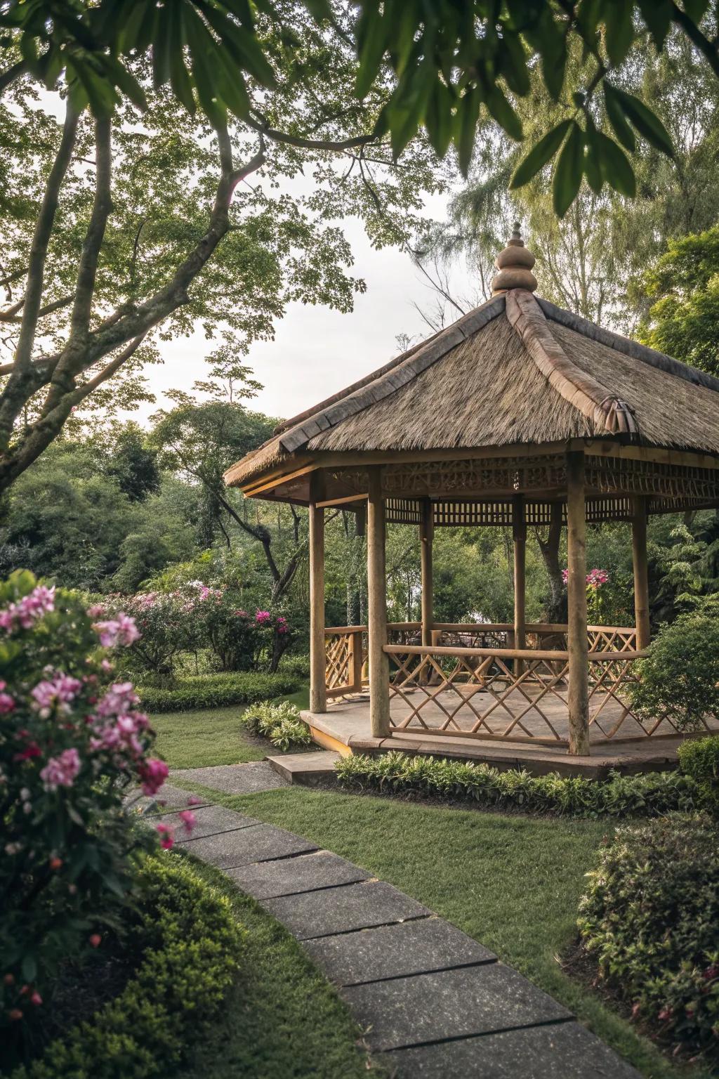 Find peace with bamboo roofing for your gazebo.