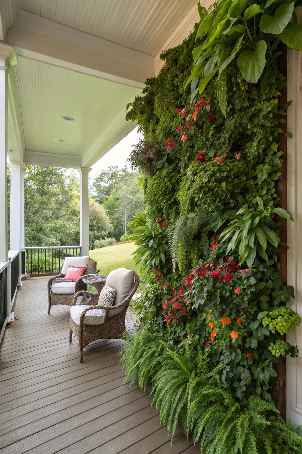 Bring greenery and privacy together with a living wall.