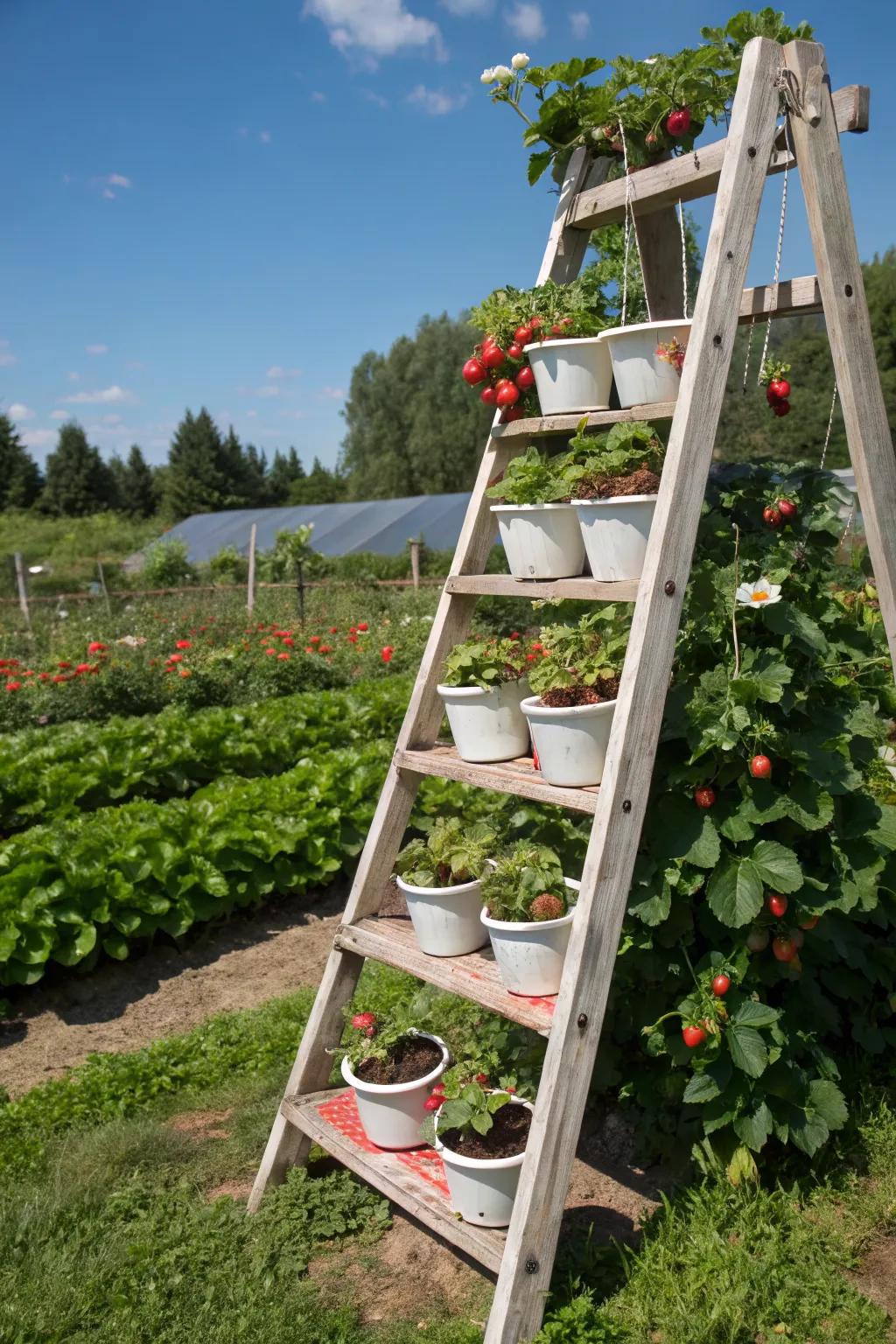 Rustic elegance with a tiered ladder planter