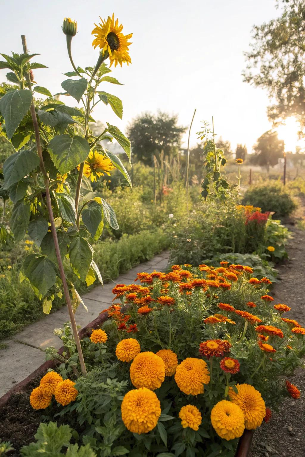 Vibrant garden with non-toxic plants for dogs