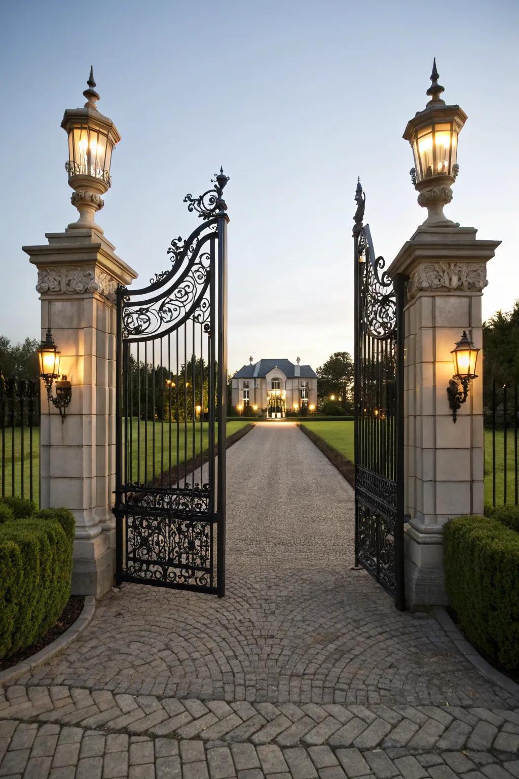 Gate lighting enhances both security and curb appeal.