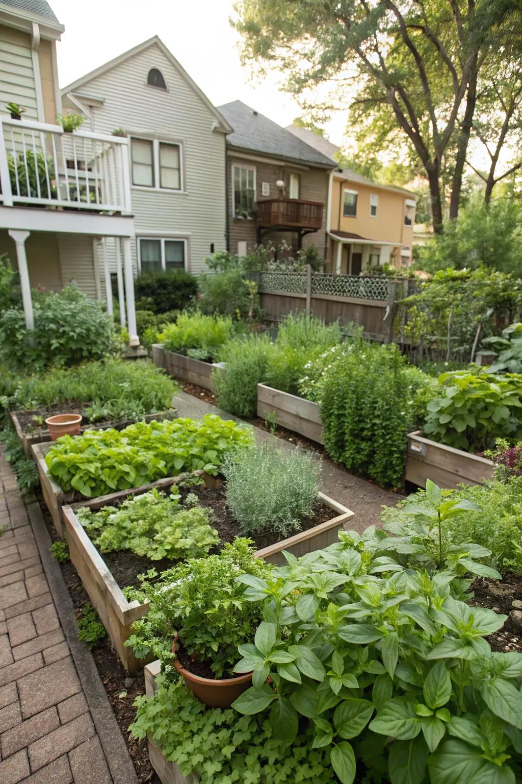 Shared herb gardens bring neighbors together.