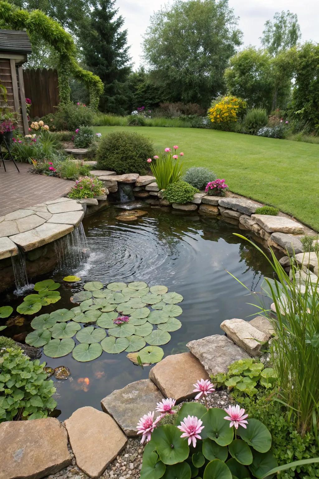 Experience serenity with a calming water feature.