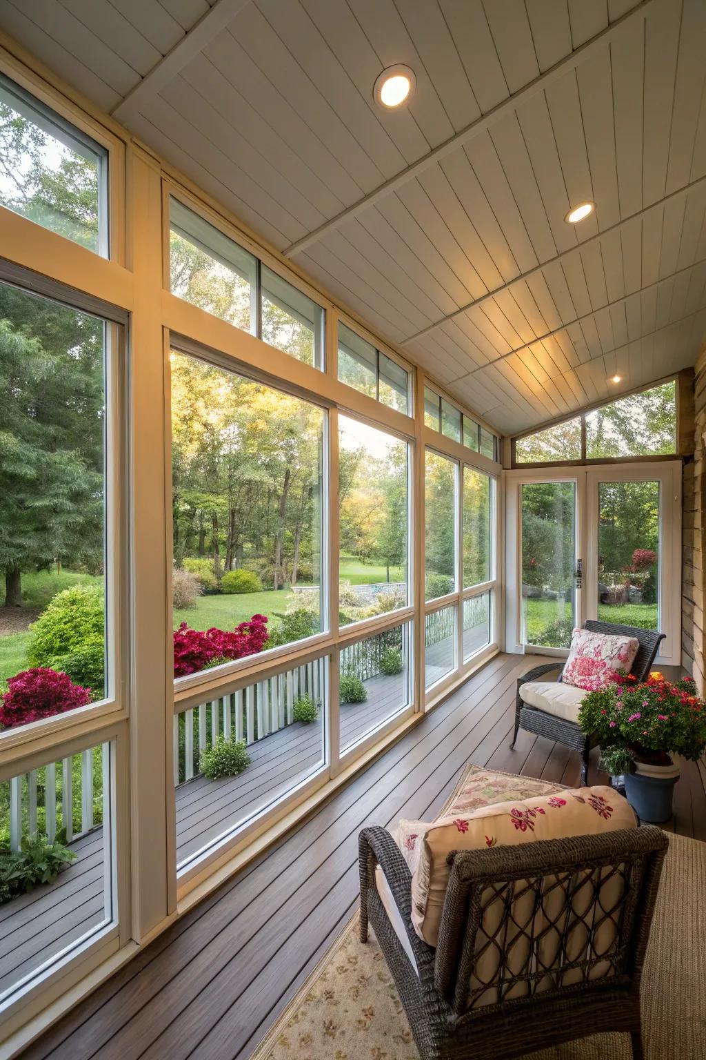 Insulated panels ensure your porch is comfortable no matter the weather.