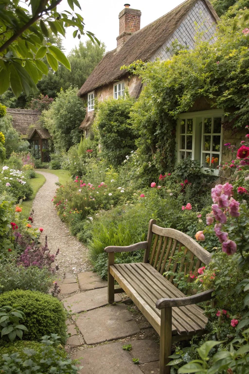 A serene spot to unwind amidst the garden's natural beauty.