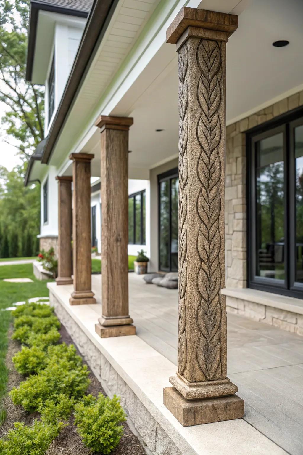 Textured columns bring depth and interest.