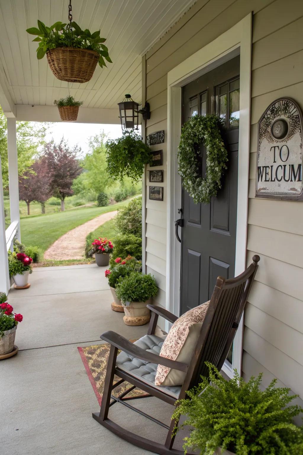 Welcoming accents create a hospitable entryway