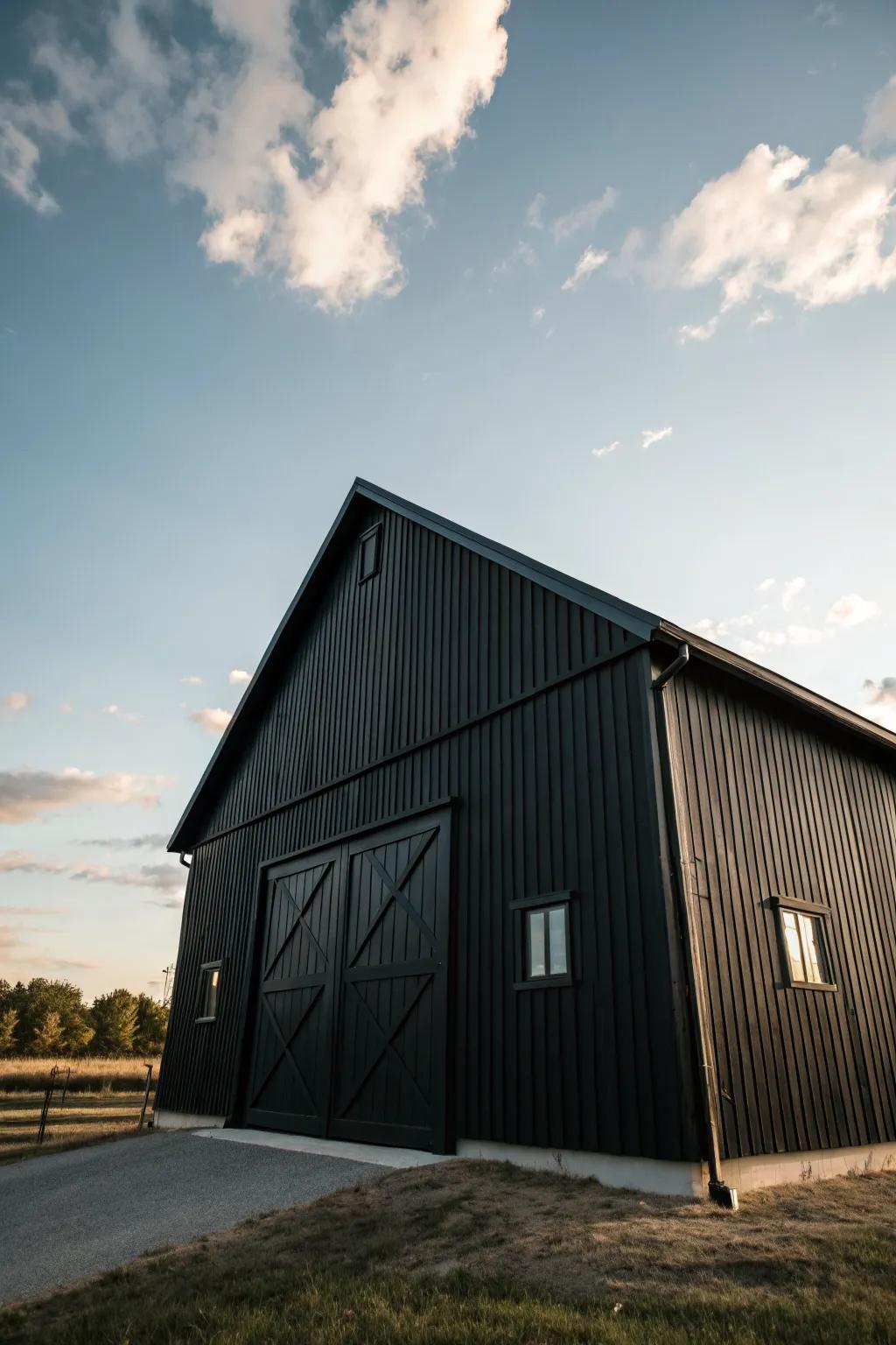 Dramatic elegance: matte black siding.