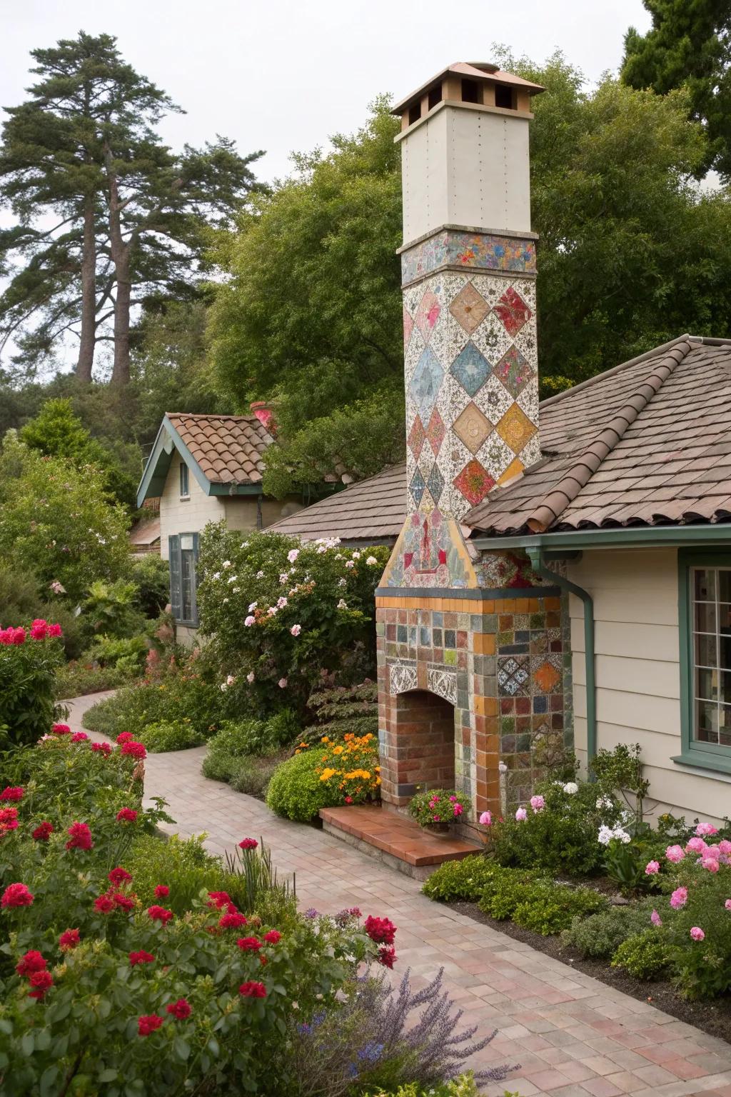 Tiles can turn your chimney into a work of art.