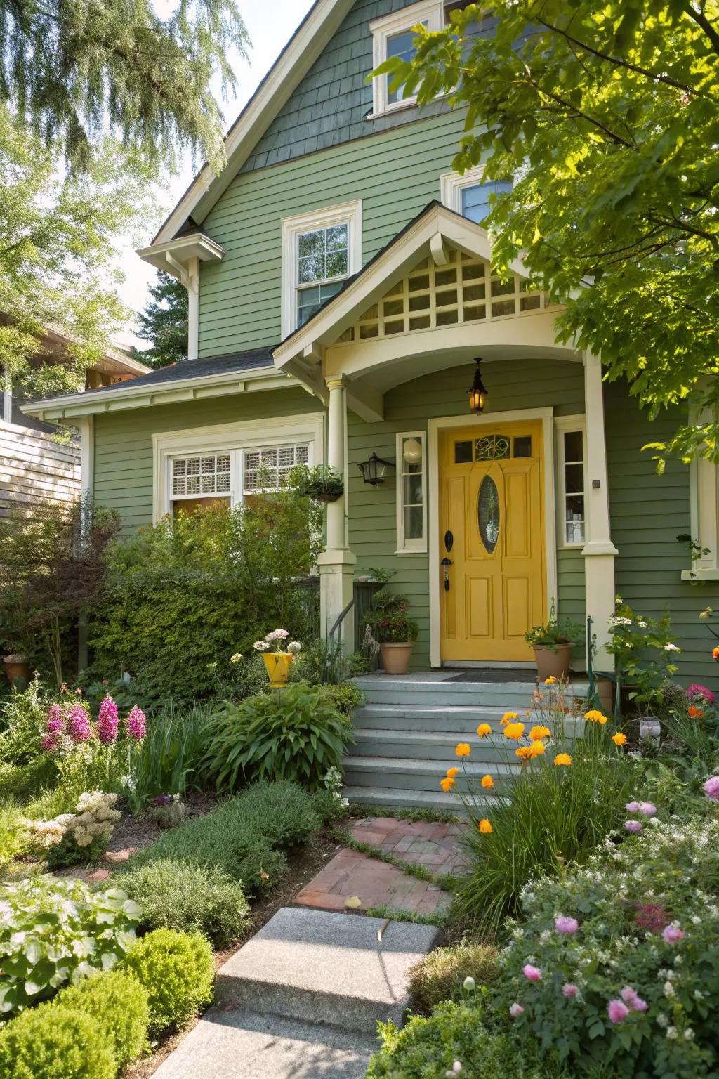 Bright mustard adds a cheerful burst of color.