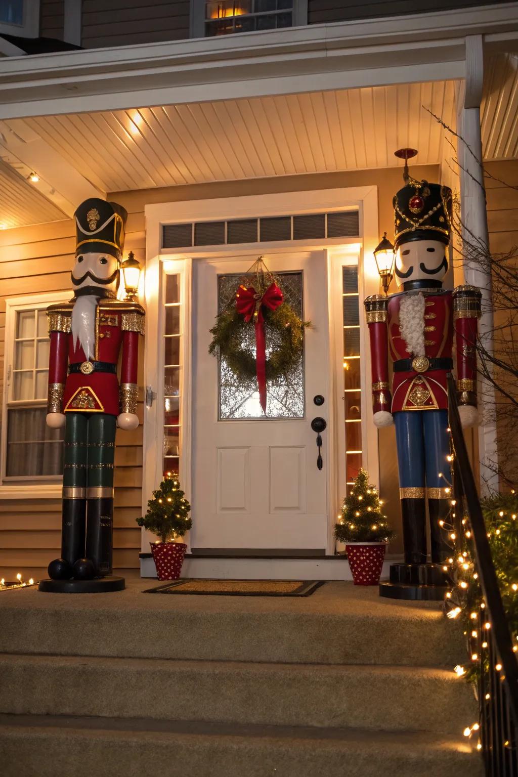 Nutcracker statues bring a touch of classic elegance to your entrance.
