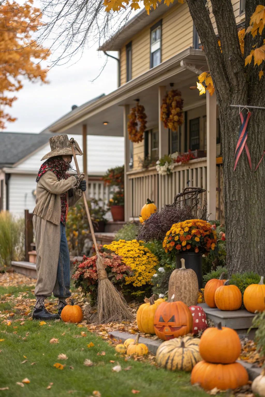 Scarecrows add a playful, traditional touch to your fall yard.
