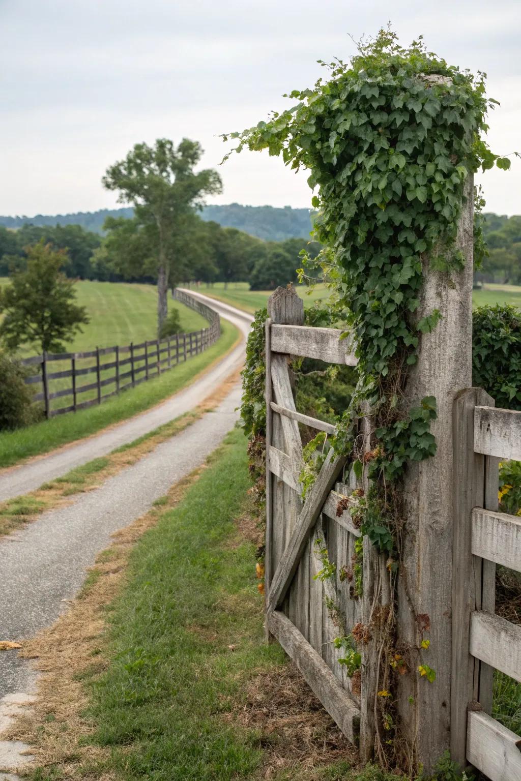 Rustic fencing adds charm and structure.