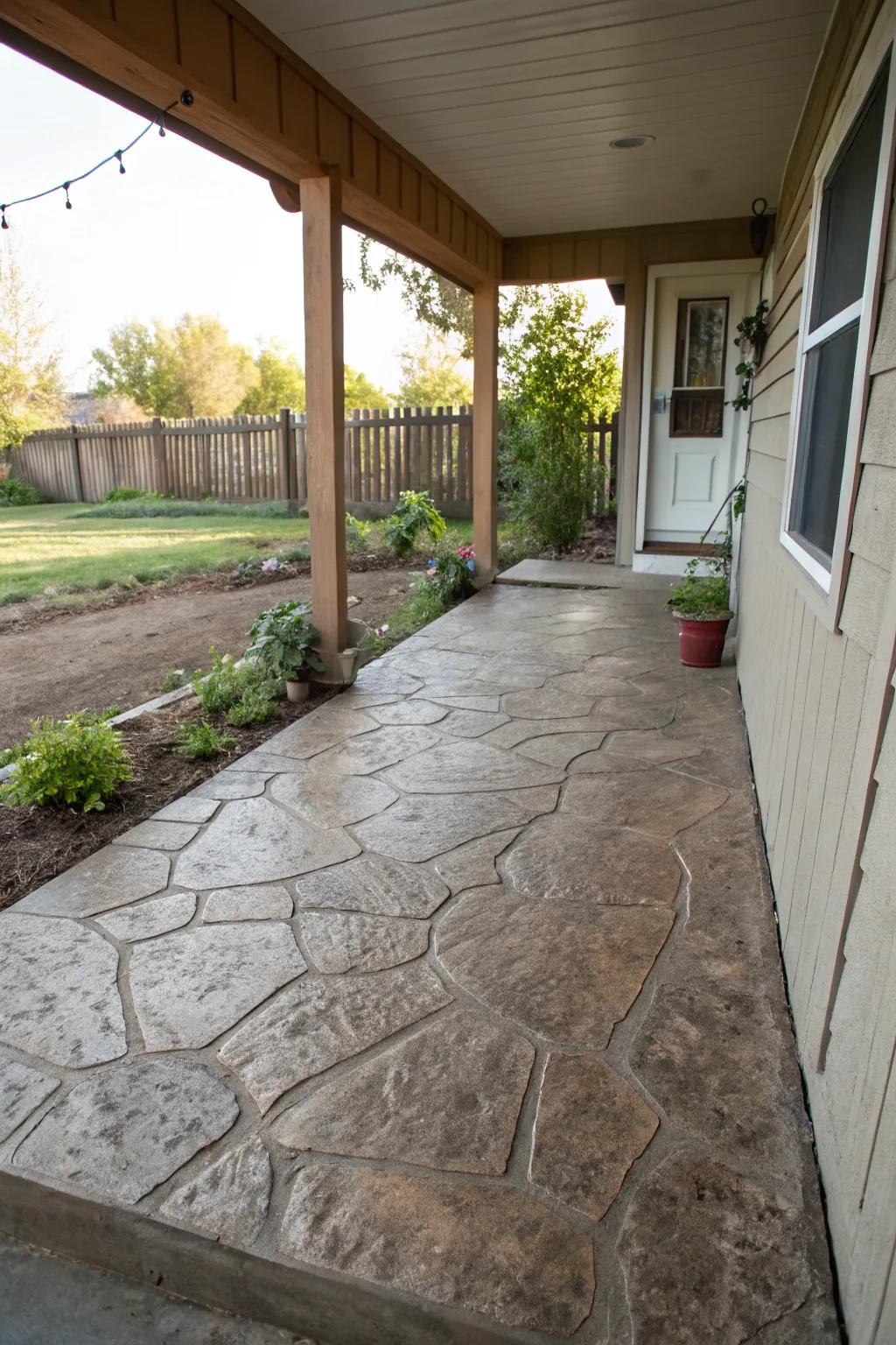Enhance your porch with stamped concrete.