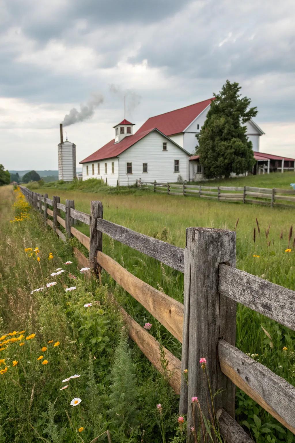 Reclaimed wood adds character and sustainability to fencing.