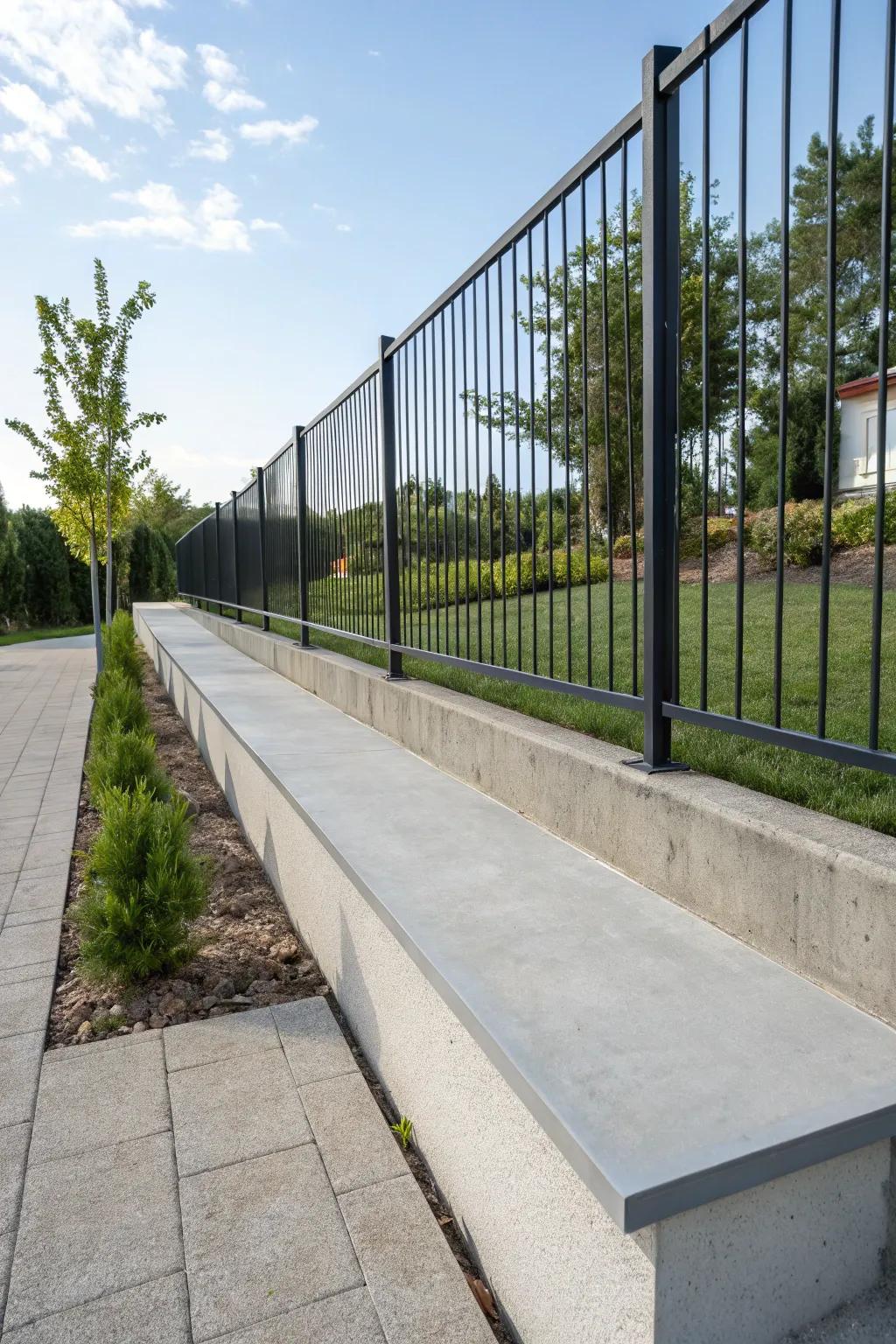 Cement terraces offer stability and a sleek look.