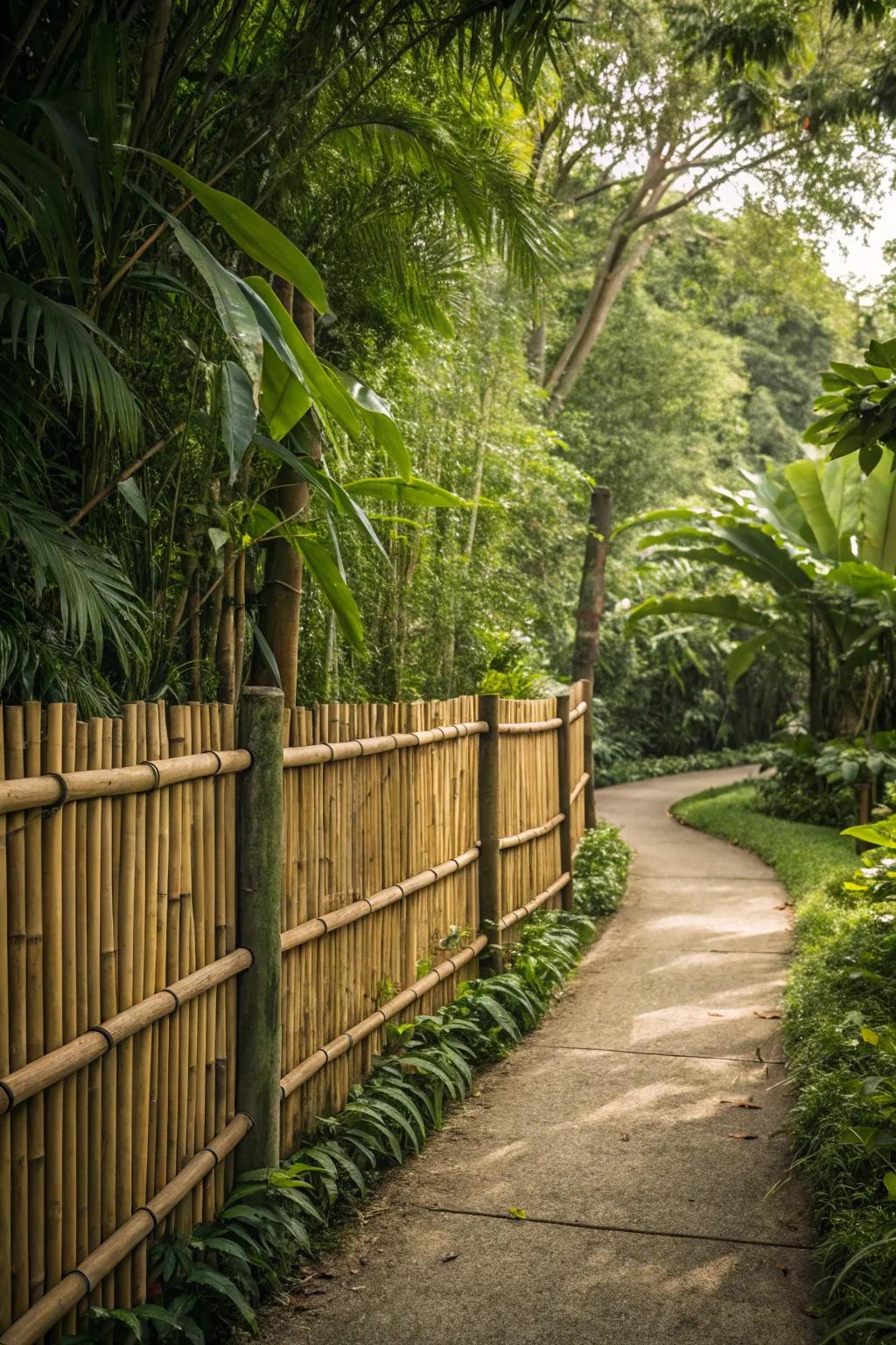 Bamboo fences bring a tropical, eco-friendly vibe to your garden.