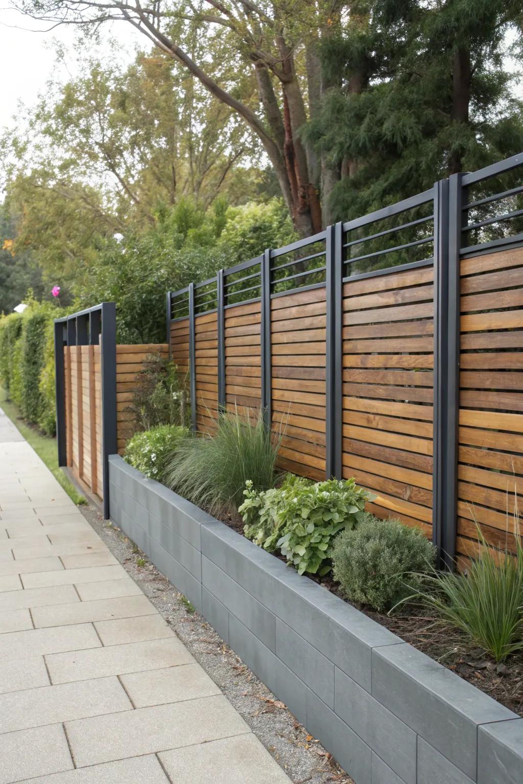 Achieve a sleek, modern look by mixing materials.