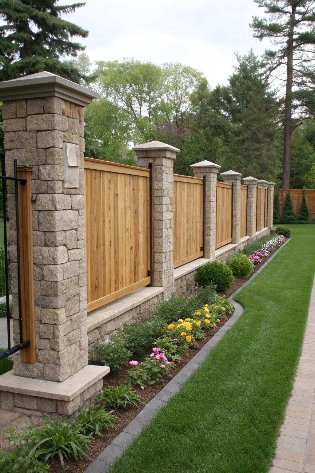 Stone elements bring sophistication and luxury to your fence.