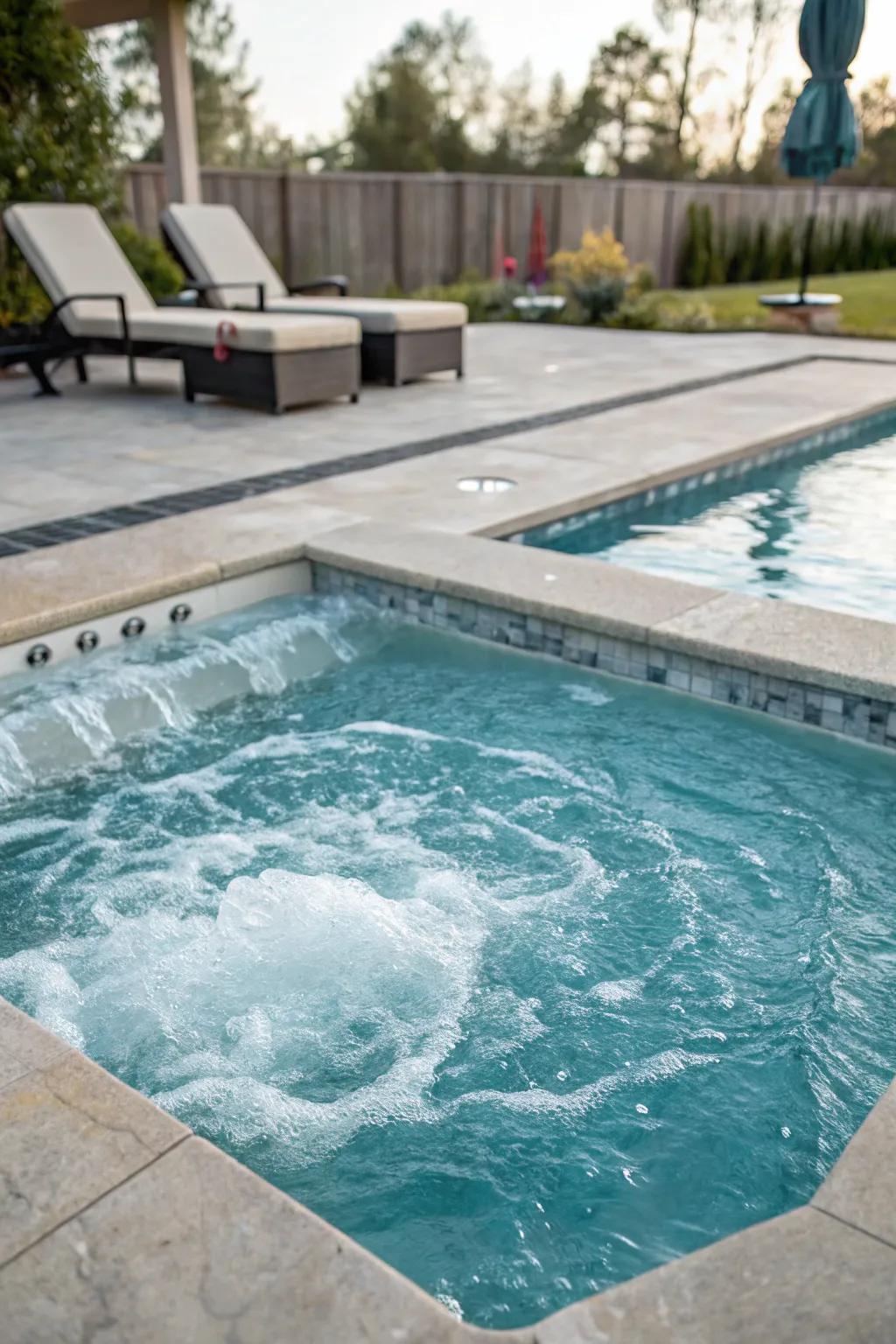 A luxurious poolside spa for ultimate relaxation.