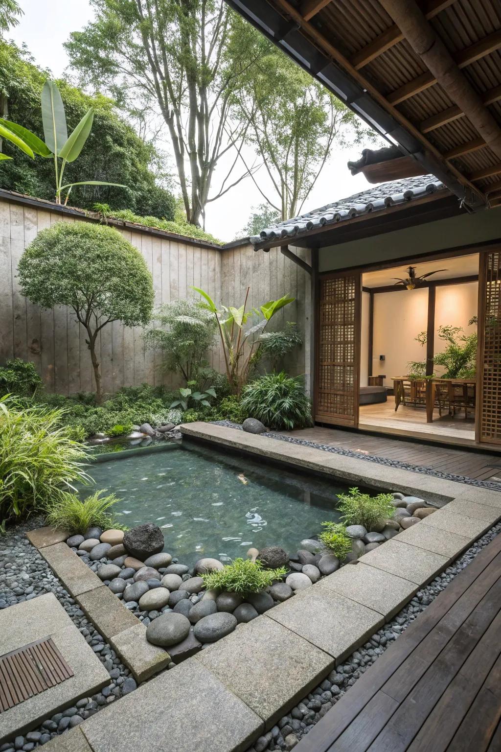 A peaceful zen nook where a pool once was.