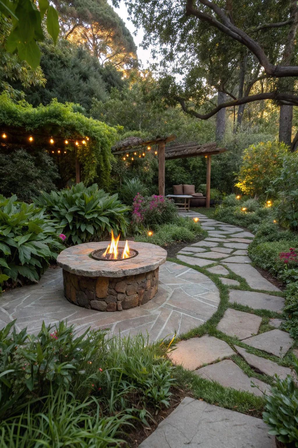Achieve timeless elegance with a stone fire pit table.
