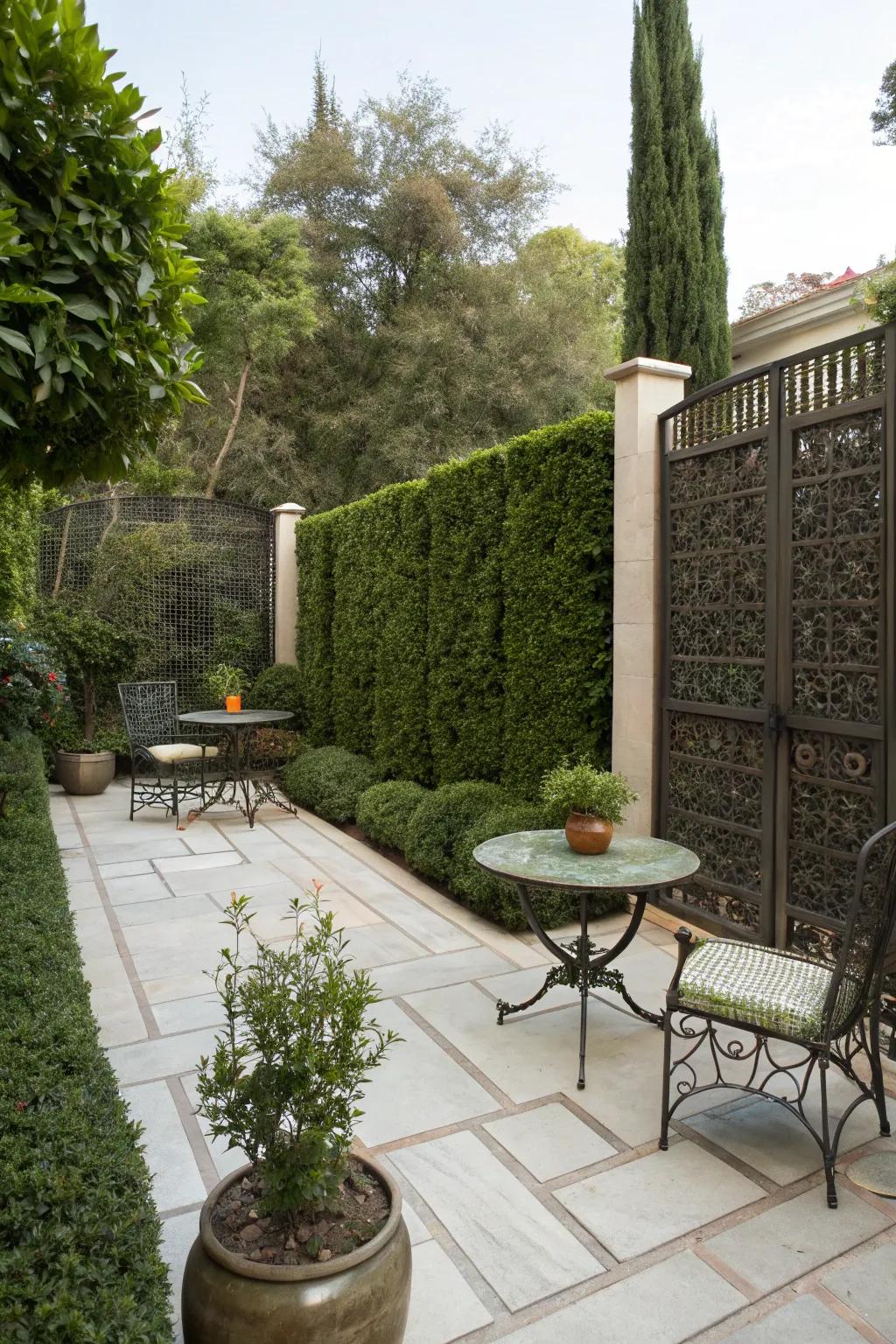 Privacy features transform your patio into a secluded oasis.