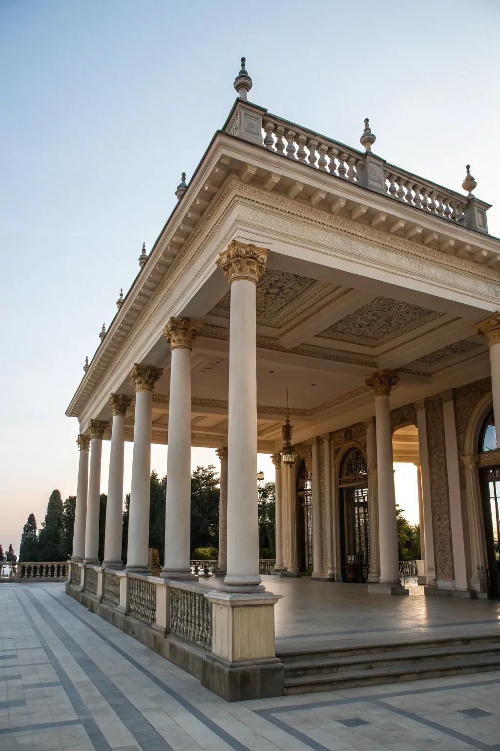 Symmetry in design brings balance and harmony to this flat roof portico.