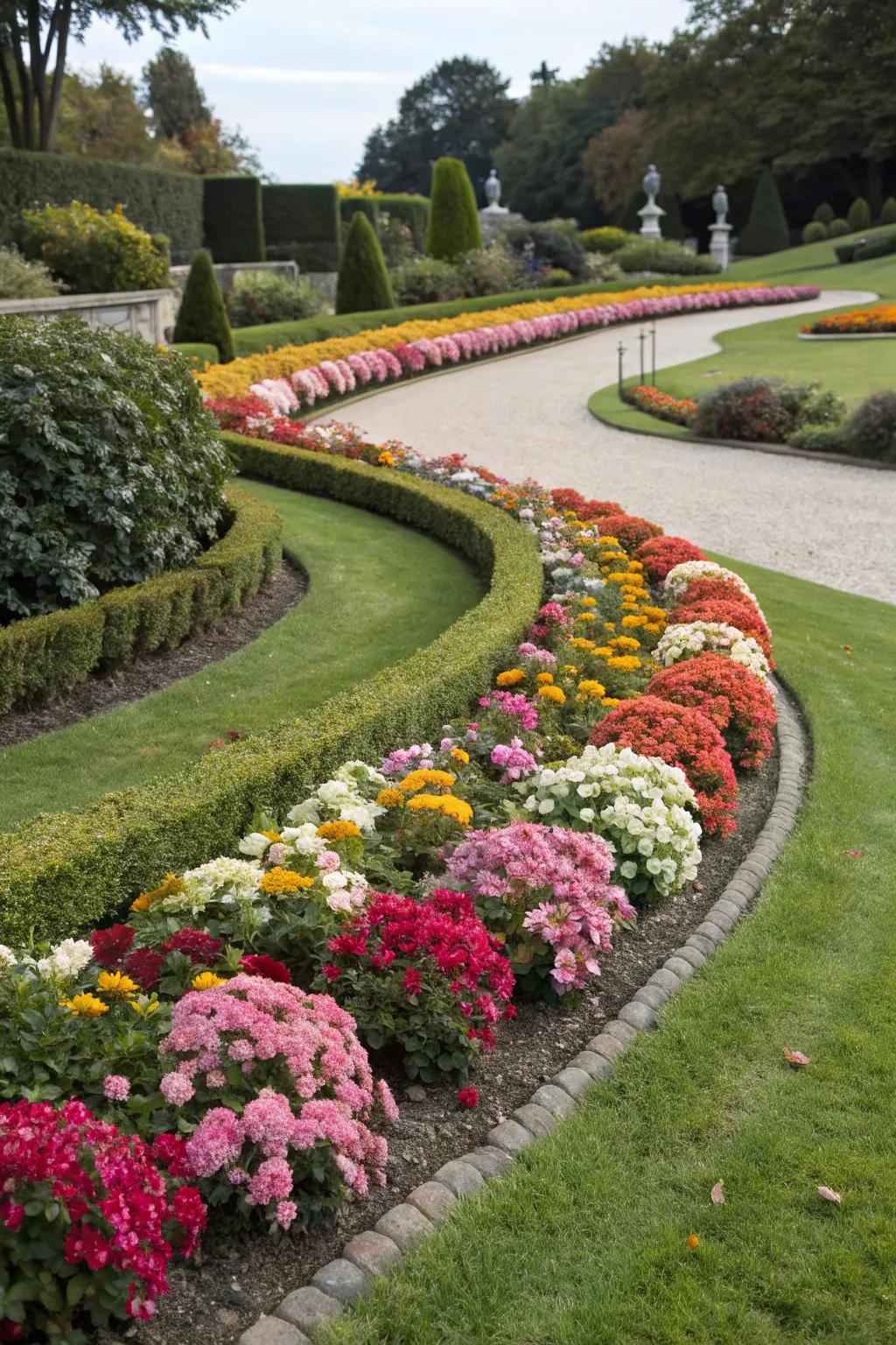 Artistic flair with decorative shapes for flower bed edging.