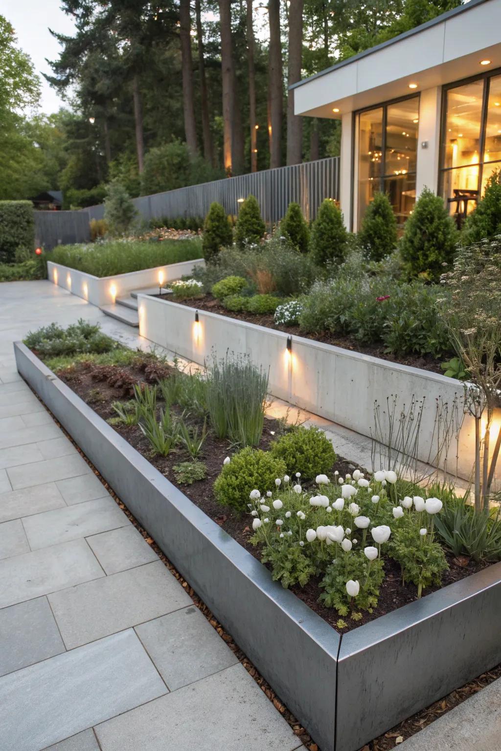 Steel edging offers a sleek, modern finish to any flower bed.