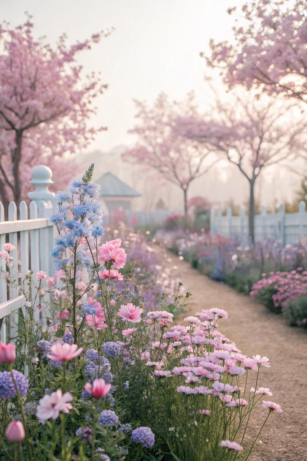 Pastel flowers creating a dreamy garden ambiance