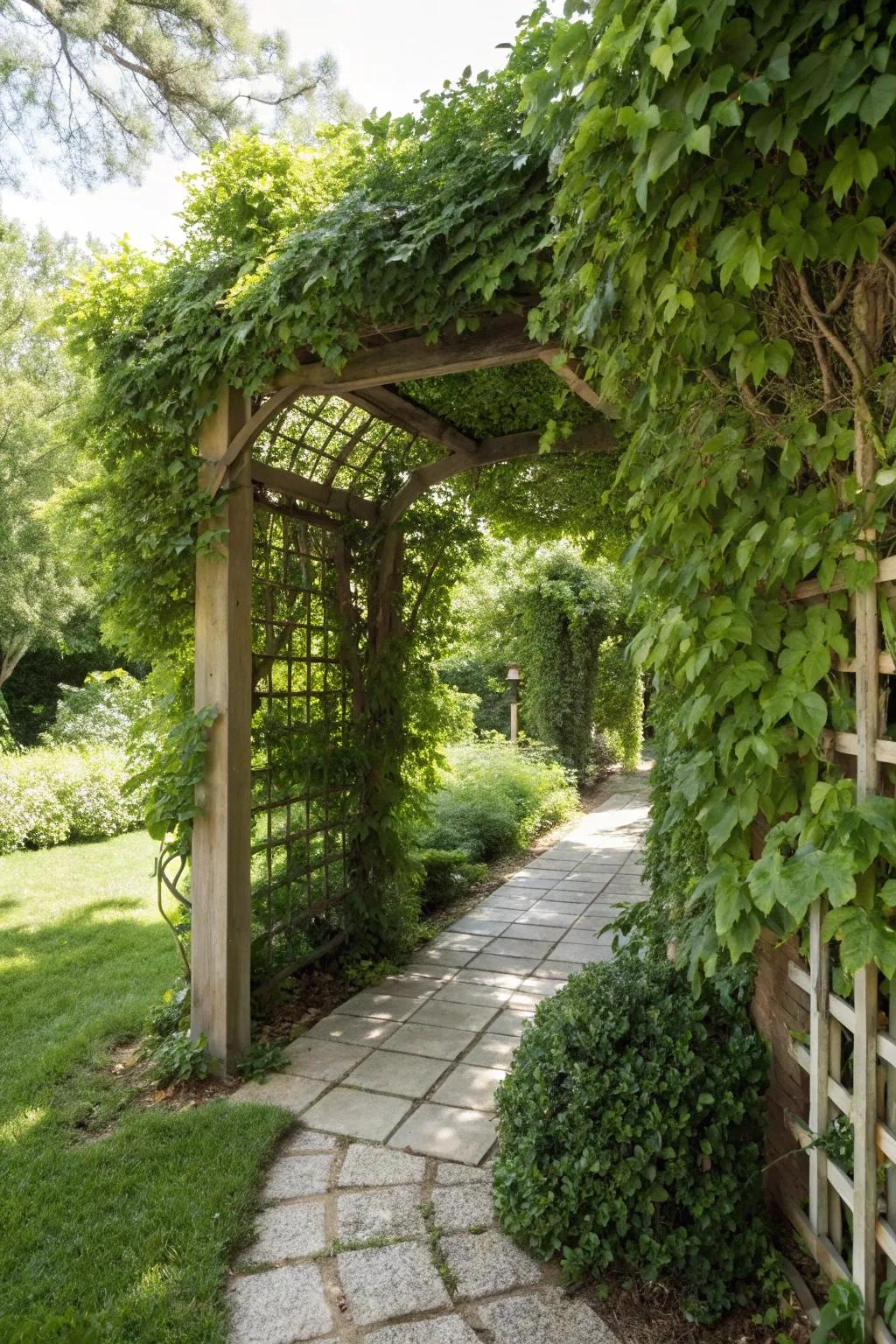 Trellis screens provide privacy and beauty.