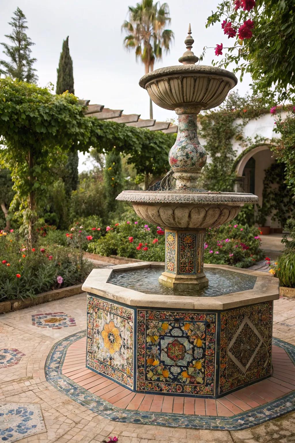 A DIY mosaic base adds a splash of personal style and color.