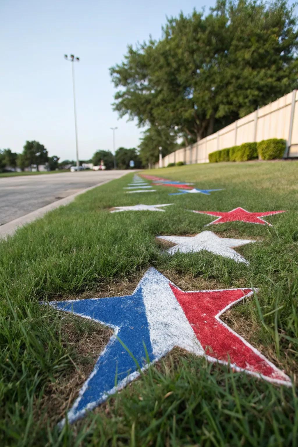 Paint stars on your lawn for a unique decorative touch.