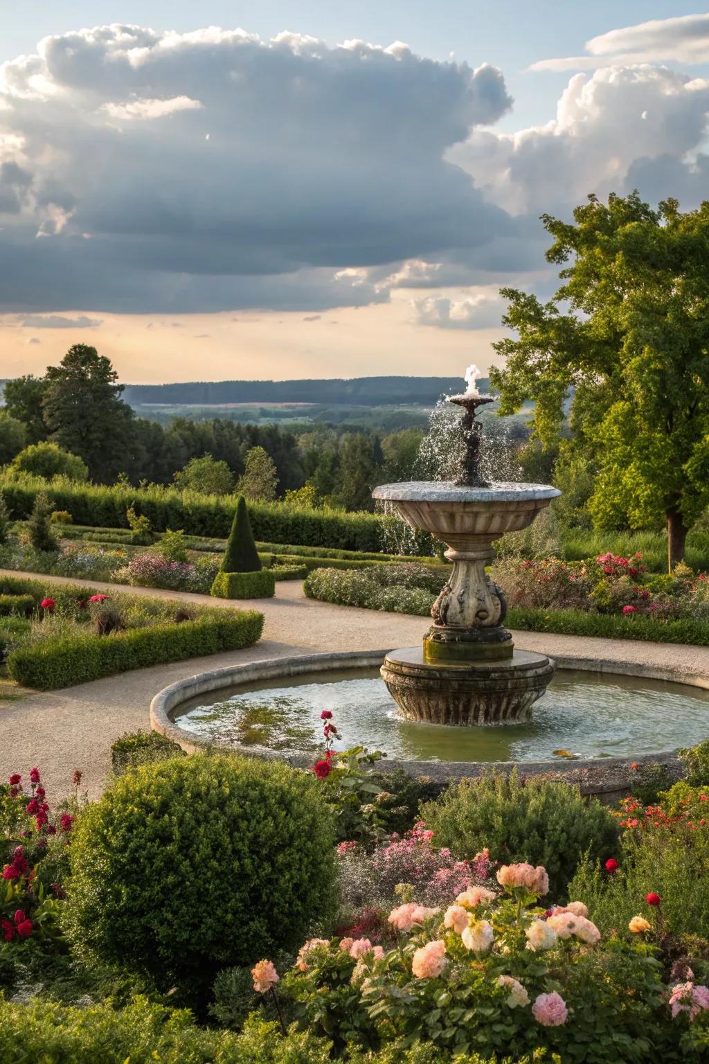 A tranquil garden fountain that soothes the senses.